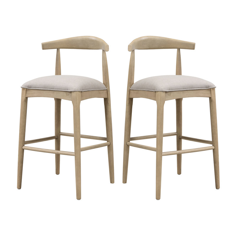 Tabouret de bar en tissu galet (ensemble de 2), Siège gris / cadre naturel, Tabouret de bar (siège d'une hauteur de 30,5 po)