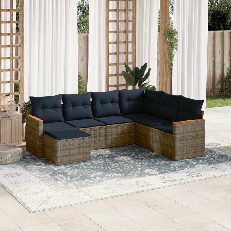 8 Piece Patio Sofa Set With Cushions Gray Poly Rattan