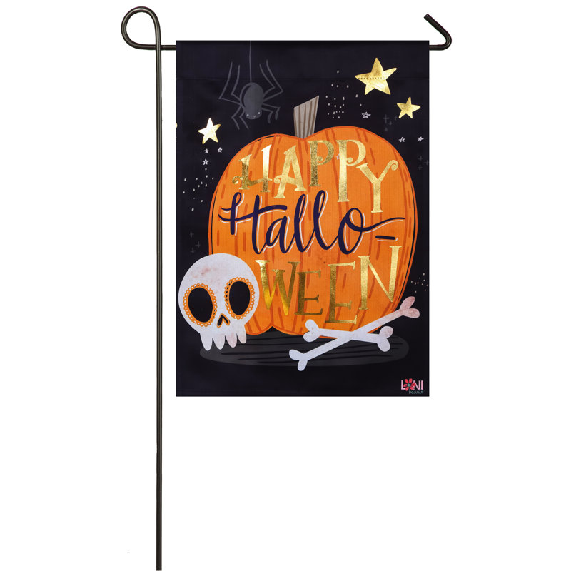 Drapeau de jardin en polyester 18 x 13 po Axtell Halloween Skull