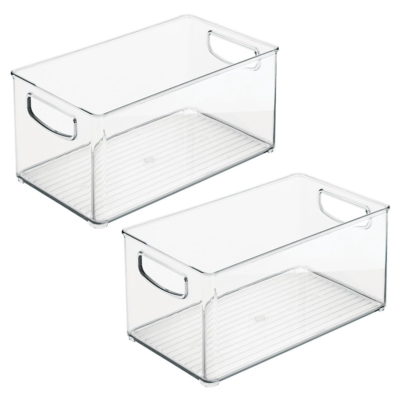 iDesign Plastic Stackable Pantry Bin with Handles - Set of 2 - Clear, 3.15 qts.