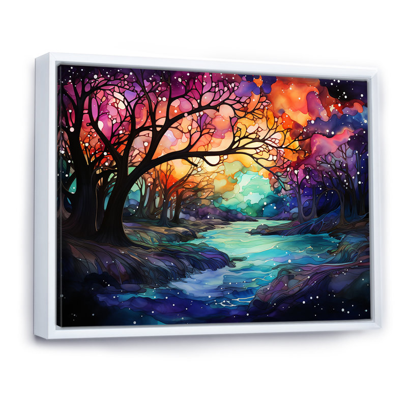 Loganville " Kawaii Borealis in Canada III " Print, 34" H x 44" W x 1.5" D, White Floater Framed Canvas