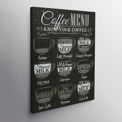 Coffee Menu - Wrapped Canvas Print