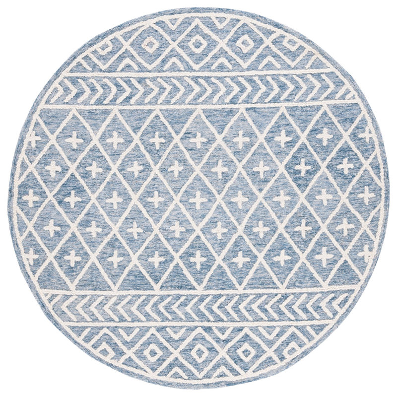 Metro Hand Tufted Wool And Cotton With Latex Southwestern Rug, Round 6'