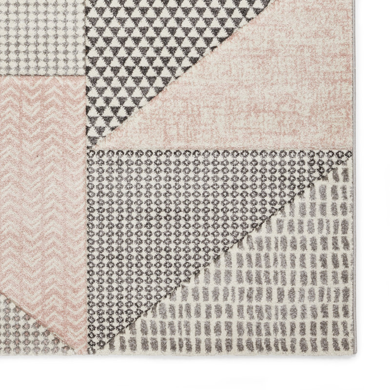 Geometric 80cm X 150cm Area Rug, Rose/Grey, Rectangle 80 x 150 cm