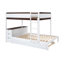 Lit superposé double avec lit gigogne simple, rangement et bureau, blanc et noyer-202275230