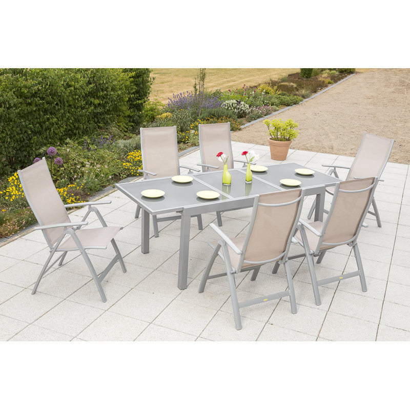 Vallee 6 - Person Patio Dining Set with Extendable Rectangular Table, Diamond Brown