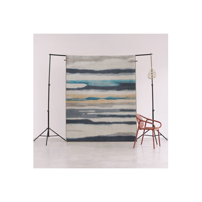 Sydney BeigeThemed Abstract Stripe Pattern Creative Modern Decorative Washable Rug