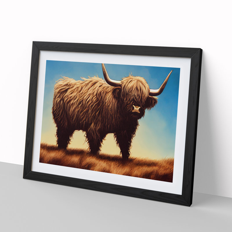 An Iconic Highland Cow 1 Piece Single Picture Frame Wall Art, 25cm H x 34cm W x 2cm D, Black Framed