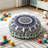 4Pcs Bohemian Round Pillowcases, 17" Diameter, Yoga & Floor Cushion Covers, Set of 4-129512682