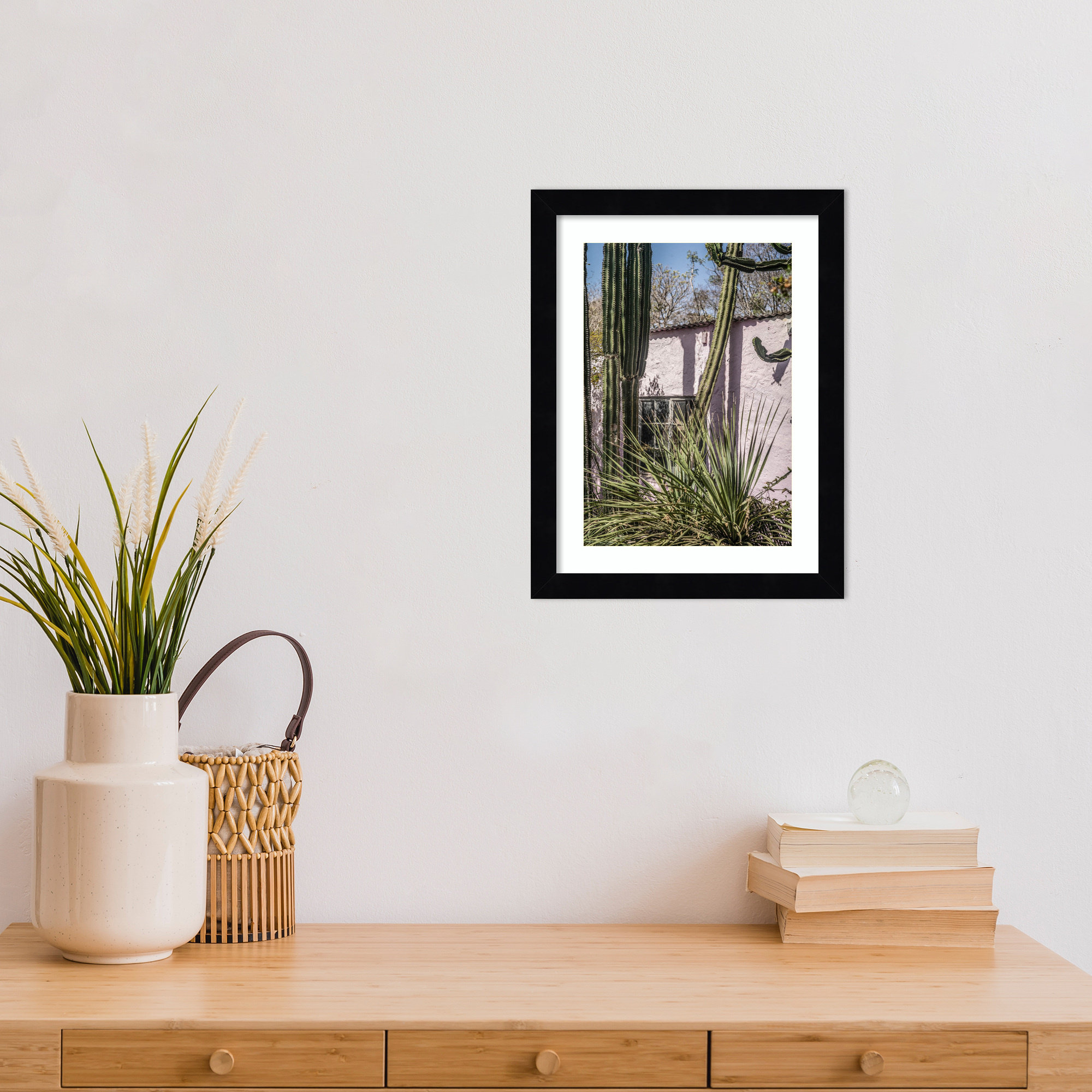 Plants On Pink by Shot by Clint Wood Framed Wall Art Print, Black, 13" H x 10" W