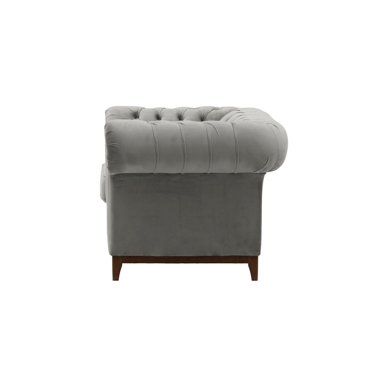 Frye Velvet Chesterfield Chair, Walnut, Silver