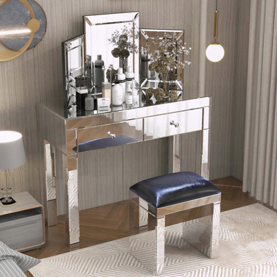 Miroir de coiffeuse pliable en forme de montagne, miroir rectangulaire encadré en MDF pour la maison et le bureau