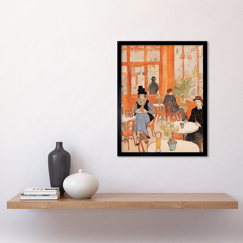 A Bustling Parisian Cafe In The Style Of Toulouse Lautrec - Single Picture Frame Print