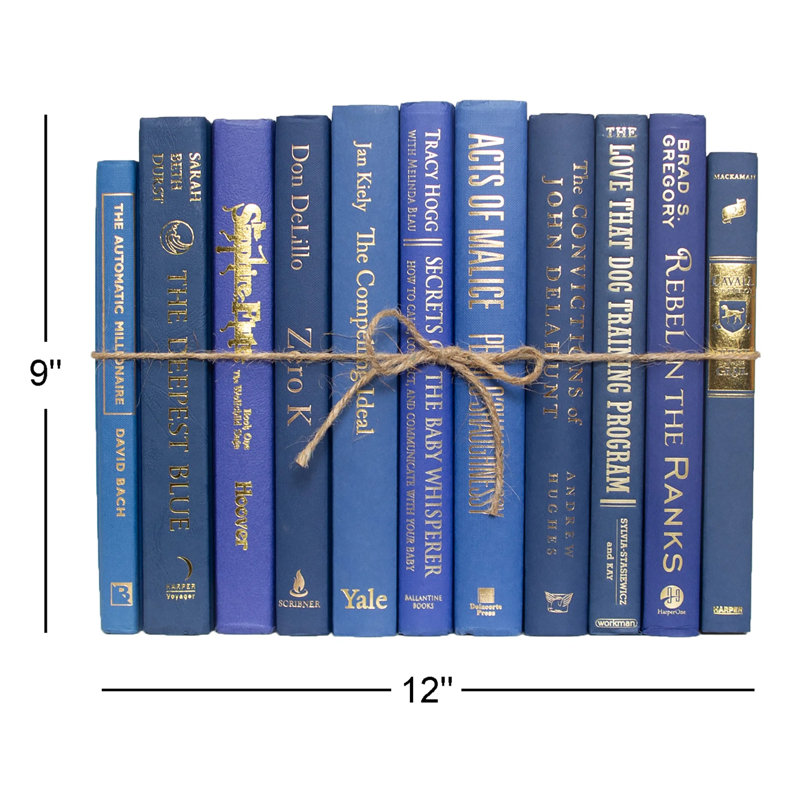Livres décoratifs - Ensemble de livres denim et or - 1 pied de livres bleus