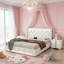 Ensemble de chambre à coucher 3 pièces avec structure de lit avec tête de lit tapissier à oreilles, 2 tiroirs de rangement, lumières DEL et station de charge, 2 tables de chevet avec pied en métal