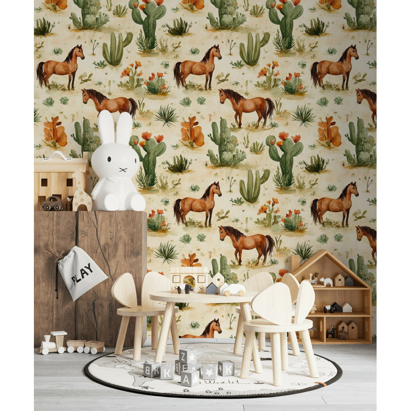 Adhésif mural cactus Wild West Horse
