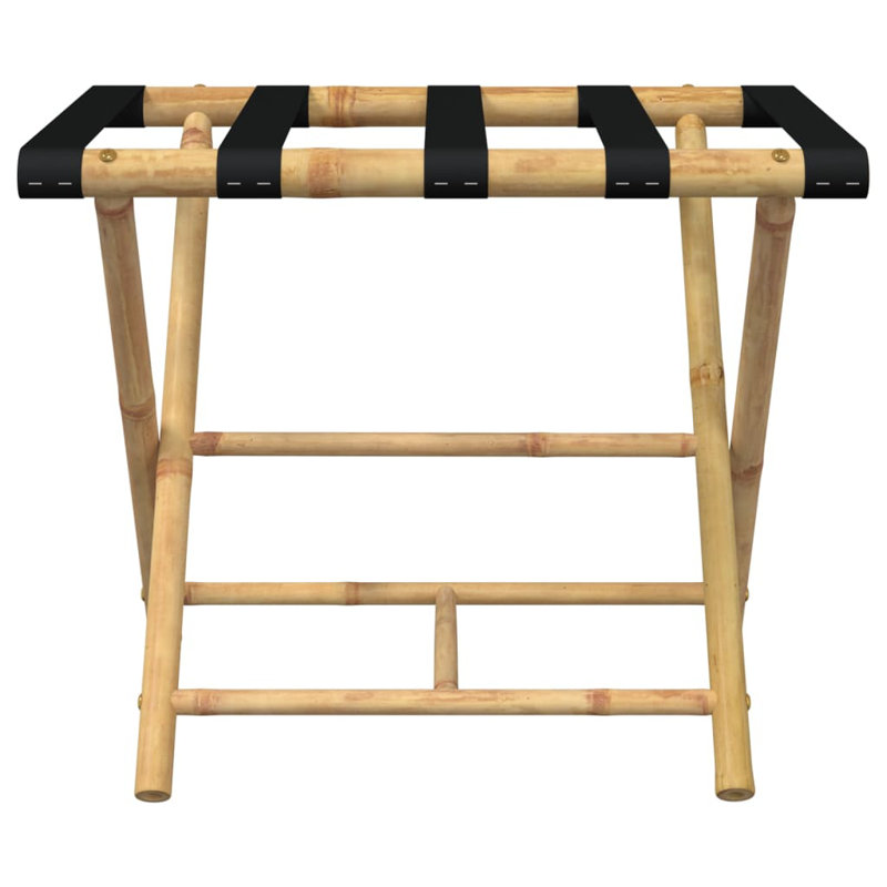 Vidaxl Bamboo Folding Luggage Rack with Two Shelves