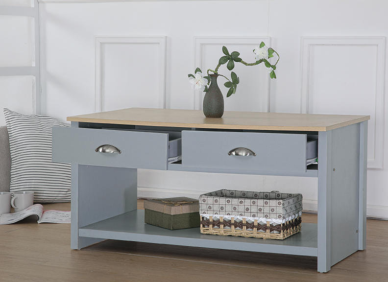 Caronni Sled Coffee Table with Storage, Grey