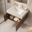 Wall Mounted Single Vanity Bathroom Vanity With Solid Surface Top-75734438