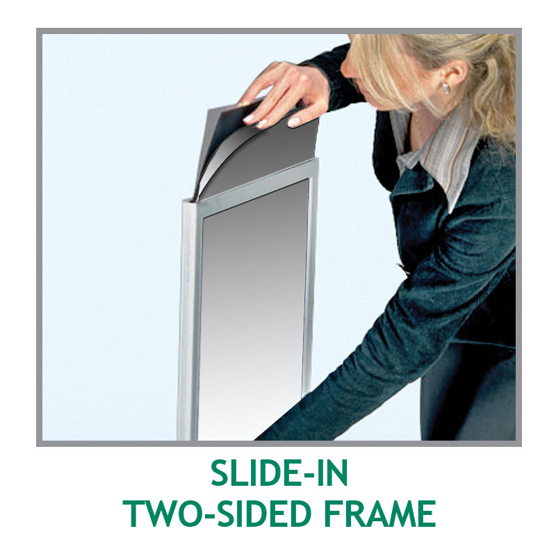 Chrome Metal Two-Sided Floor Stand Sign Holder, 11" x 17"