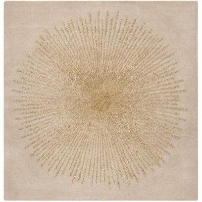Tapis beige / beige en laine touffeté à la main Amier