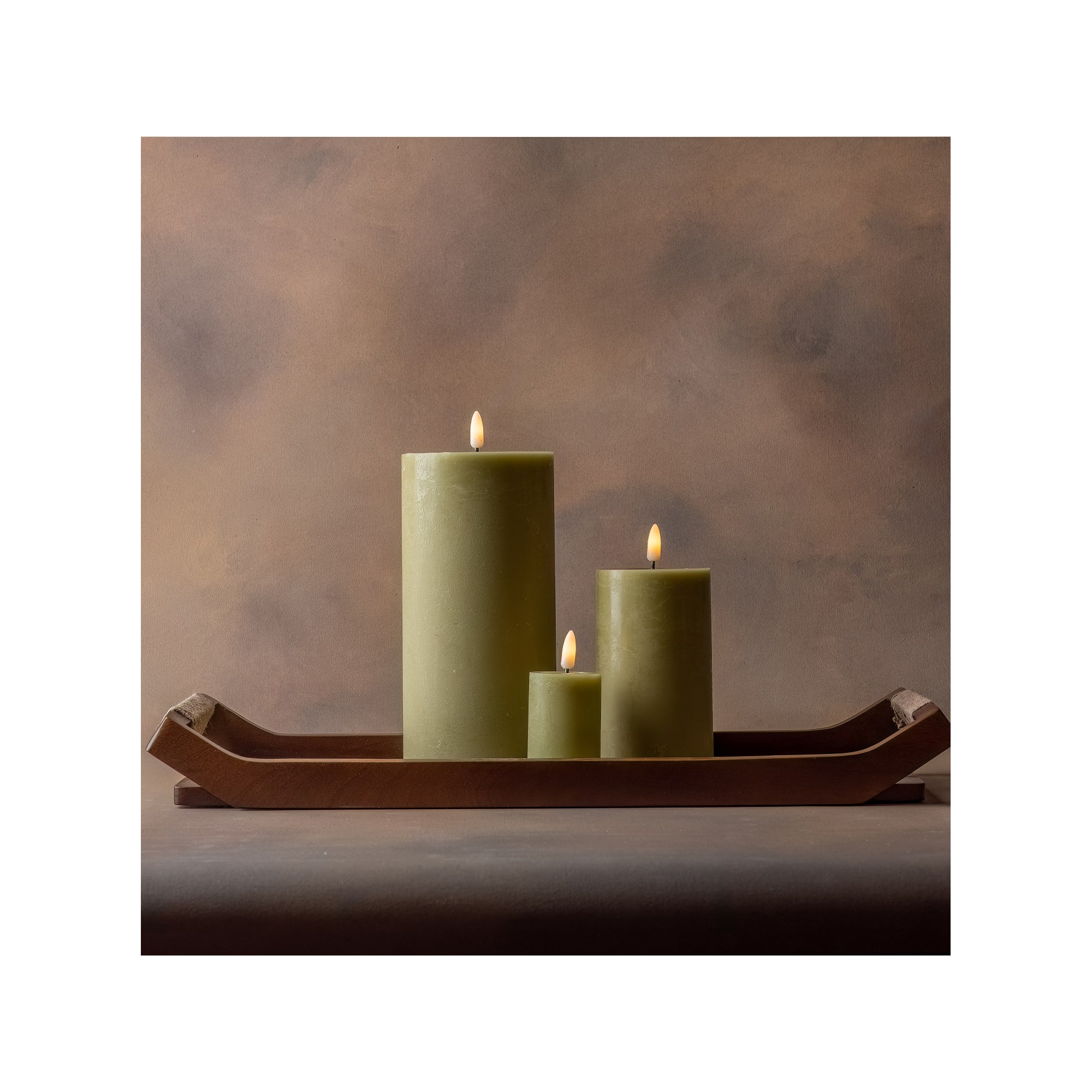 Large Flameless Pillar Candle, Green