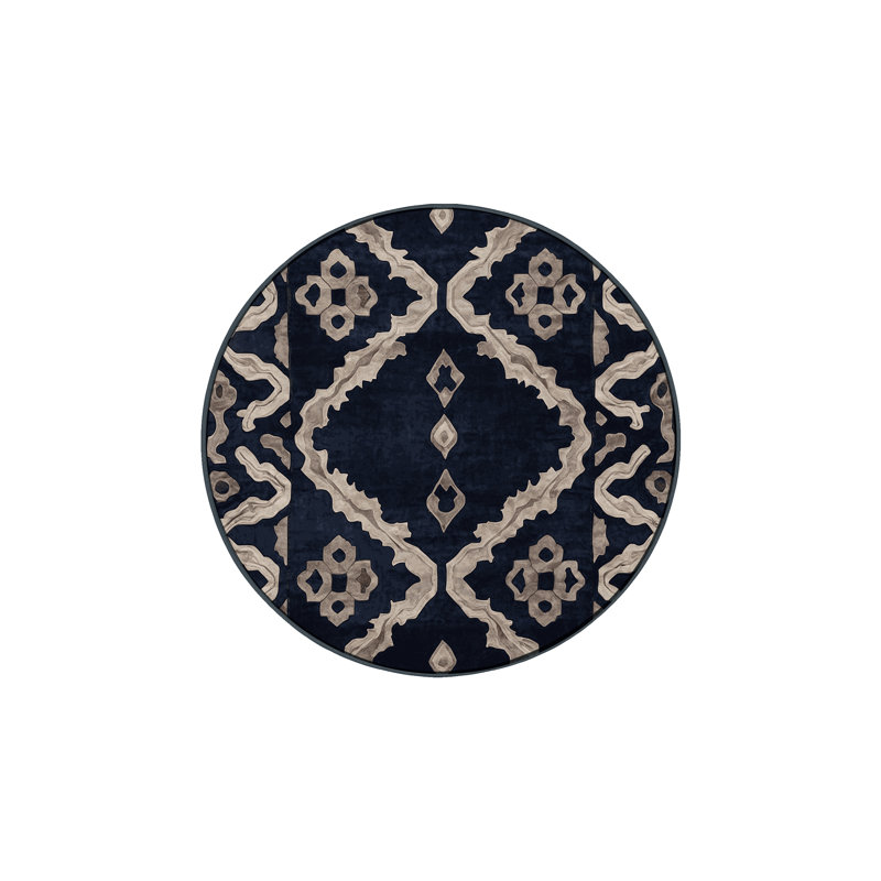 Machine Washable Gray Area Rug, Round 3'