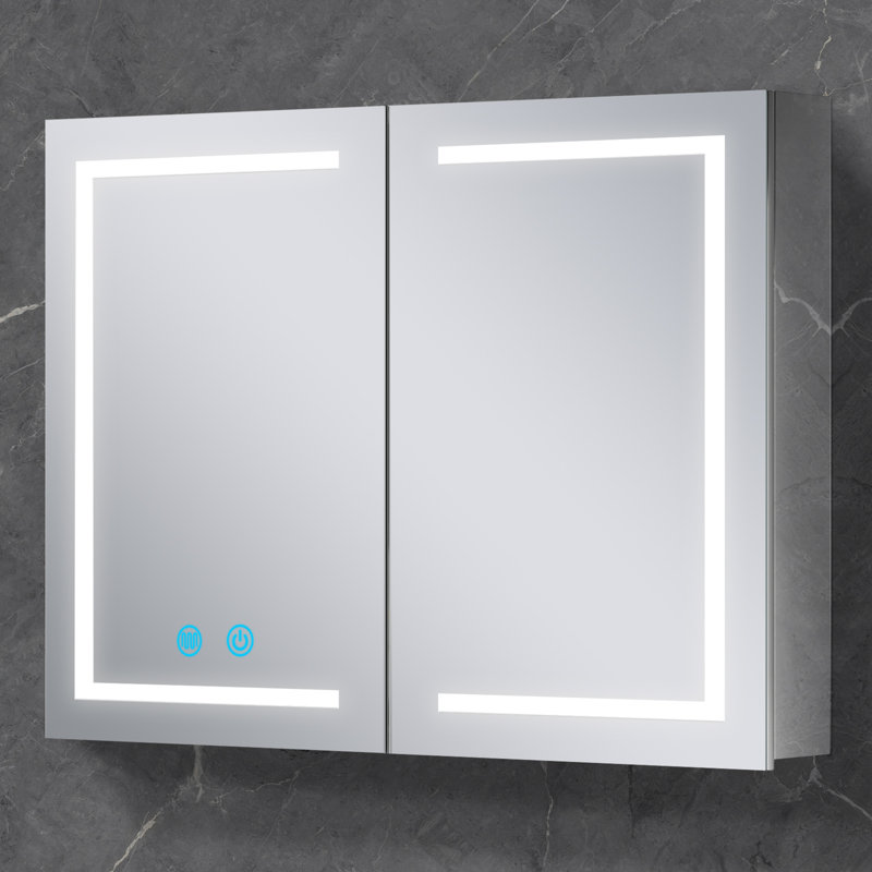 Gerding 31.5" W x 23.6" H Frameless Medicine Cabinet with Mirror and 3 Fixed Shelves