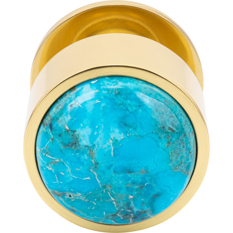 Firesky Diameter Knob, Polished Brass, Mohave Blue, 1 1/8"