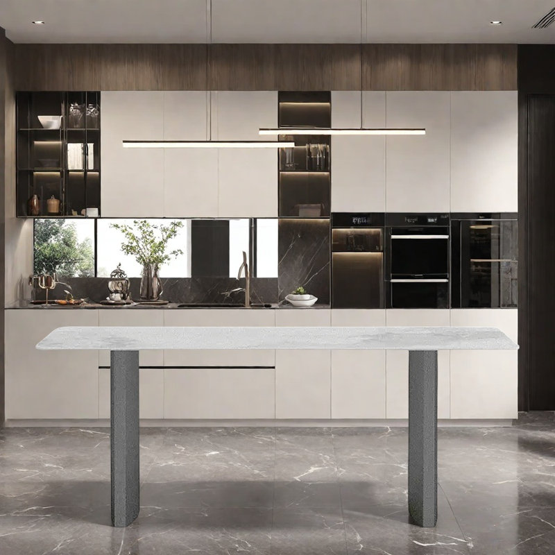 Table d'appoint domestique en acier inoxydable brillant, H 29,52 po x L 70,86 po x l 35,43 po