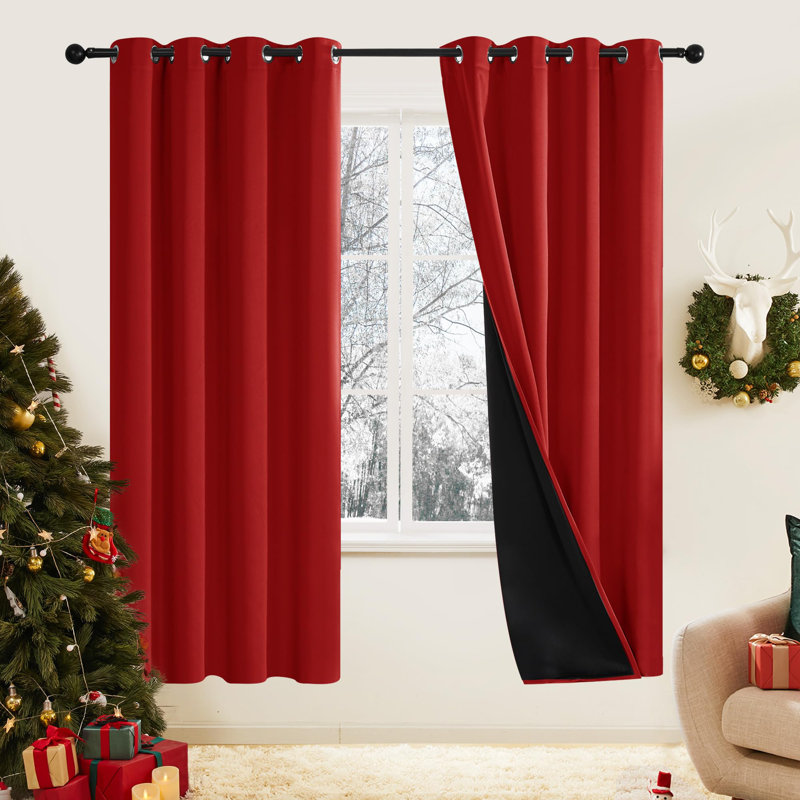 100 Percent Blackout with Liner Grommet Curtain Panel (Set of 4), 52" W x 72" L, Royal Purple