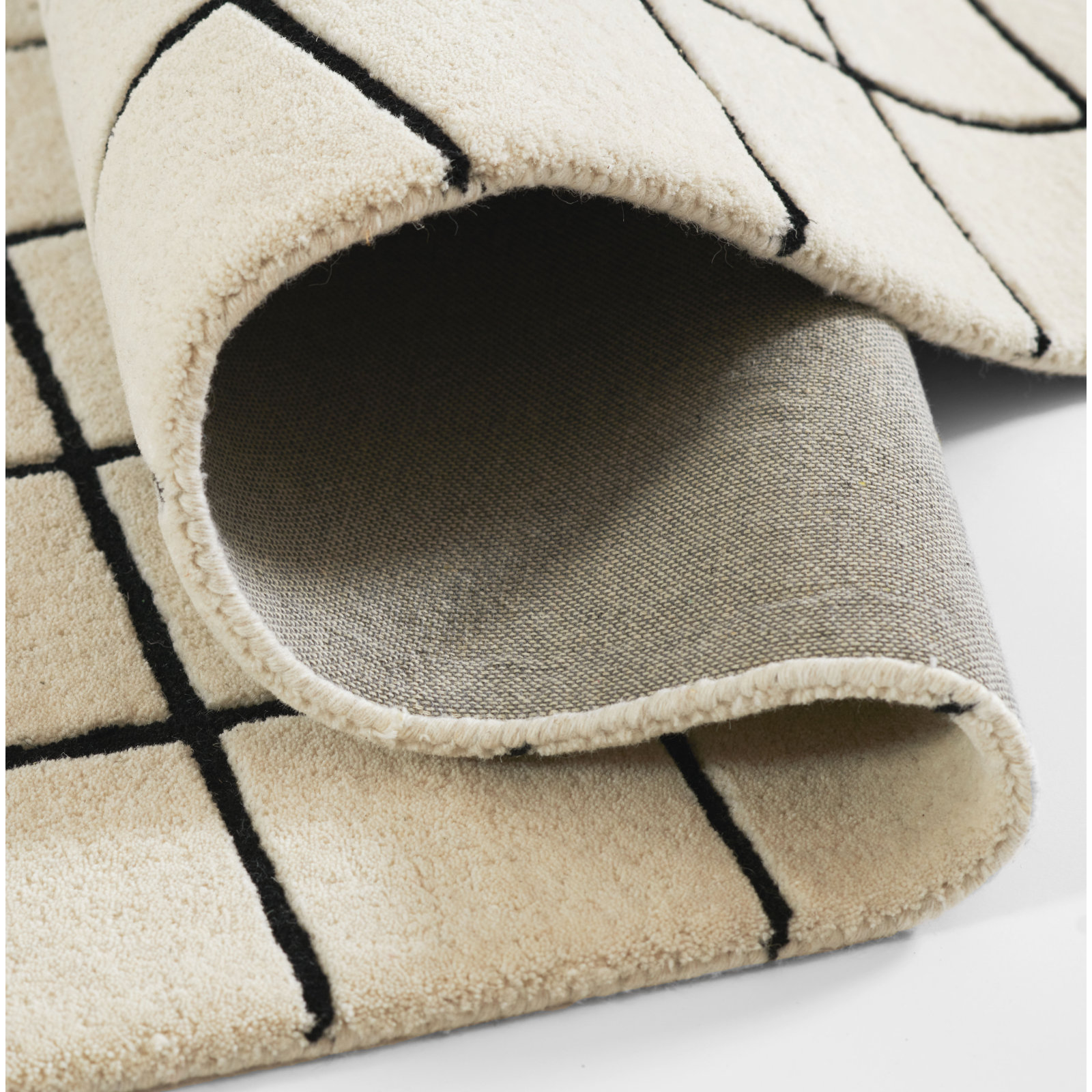 Montara Ivory Hand-Tufted Geometric Wool Rug, Rectangle 7'10" x 10'