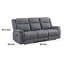 Canapé inclinable manuel double Lenny, microfibre grise, mousse, 86 pouces