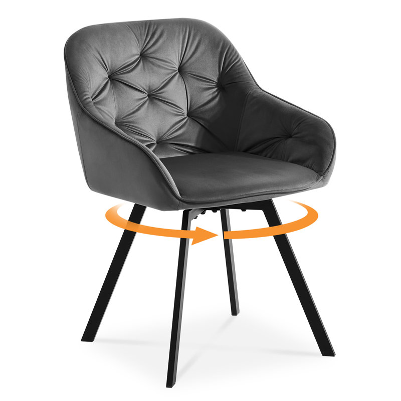 48cm H Velvet Upholstered Metal Armchair, Grey