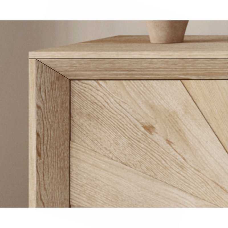 Nickolas 60" Wooden Accent Cabinet with Sunburst Doors & Adjustable Shelves(only one cabinet), Antique Natural
