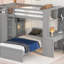 Lit mezzanine simple avec lit autonome, tablettes, bureau et garde-robe (lit)