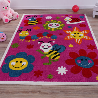 Tapis rose à motif floral Kindig