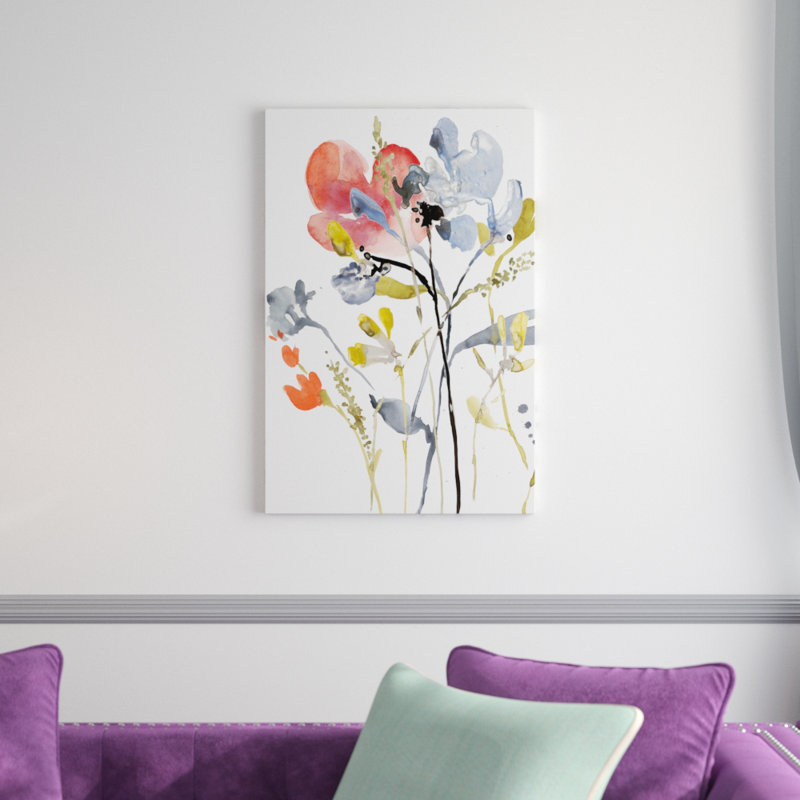 Flower Overlay I 1 Piece Painting, 76cm H x 51cm W, Wrapped Canvas