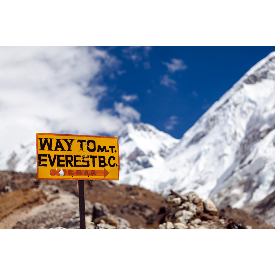 Leinwandbild Mount Everest Wegweiser, Reise zum Basislager