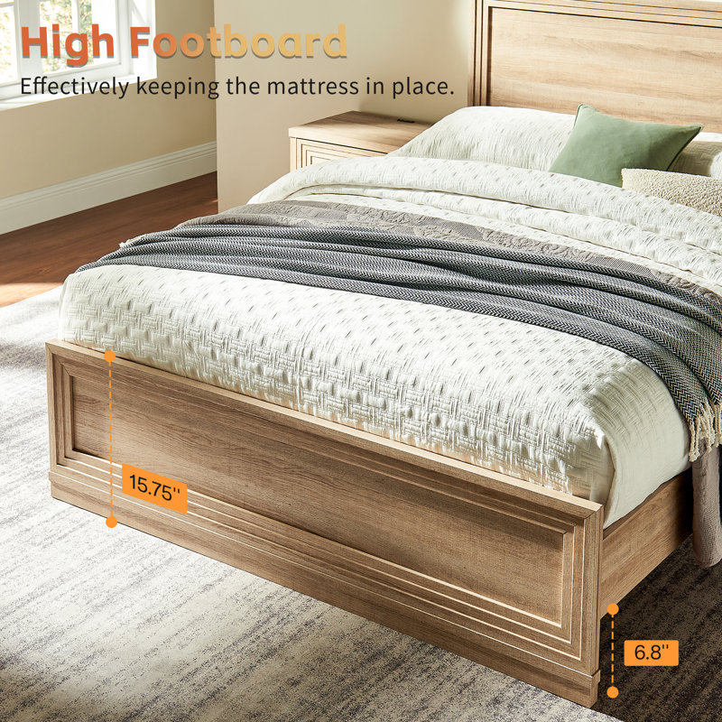 Bed Frame Wooden - Bed Frame With Headboard, Wood Slat Support, No Box Spring Needed, Noise Free, Easy Assembly, Full
