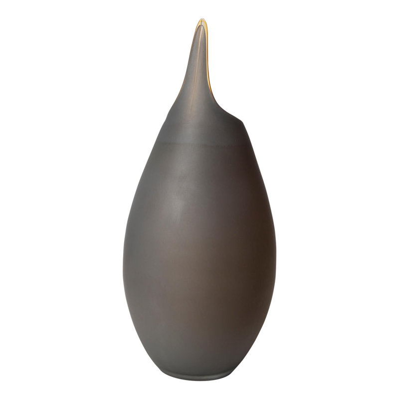 Frosted Vase w/Amber Casing, Gray, 18.25" H x 7.25" W x 7.25" D