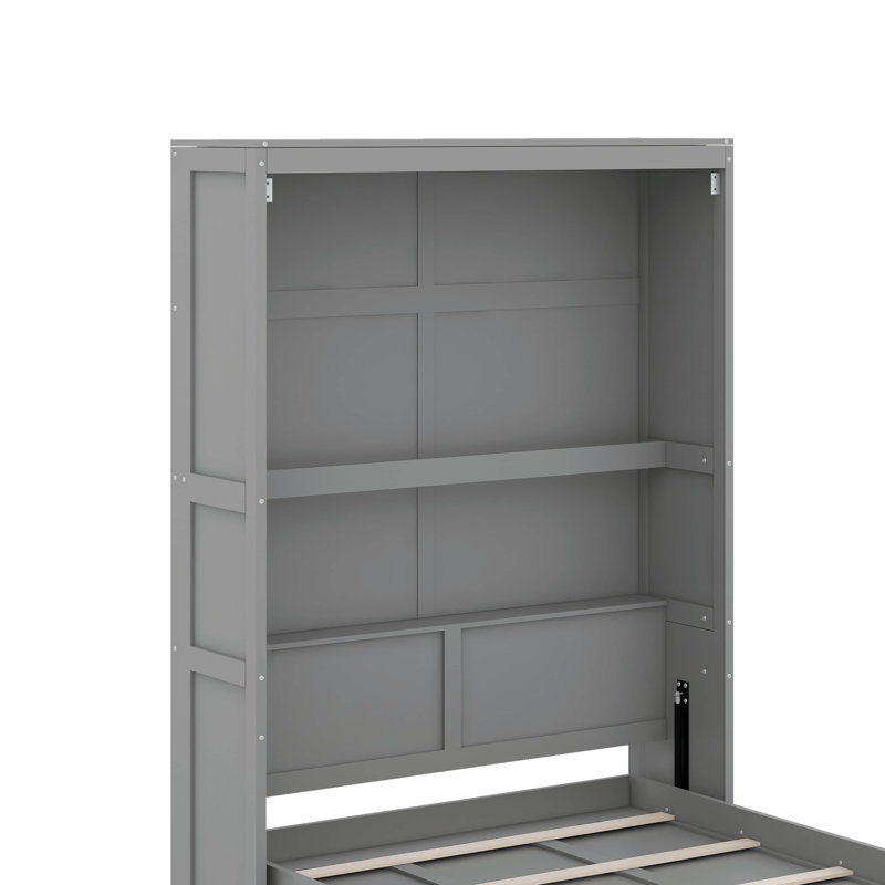Lit escamotable mural avec tablettes Murphy, Gris, Grand