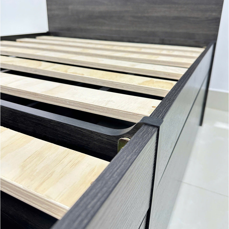Lit simple avec rangement Robin en gris foncé