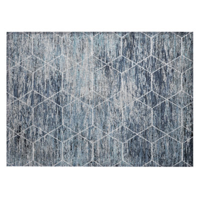 Machine Washable Indoor/Outdoor Xhevrie Blue Rug
