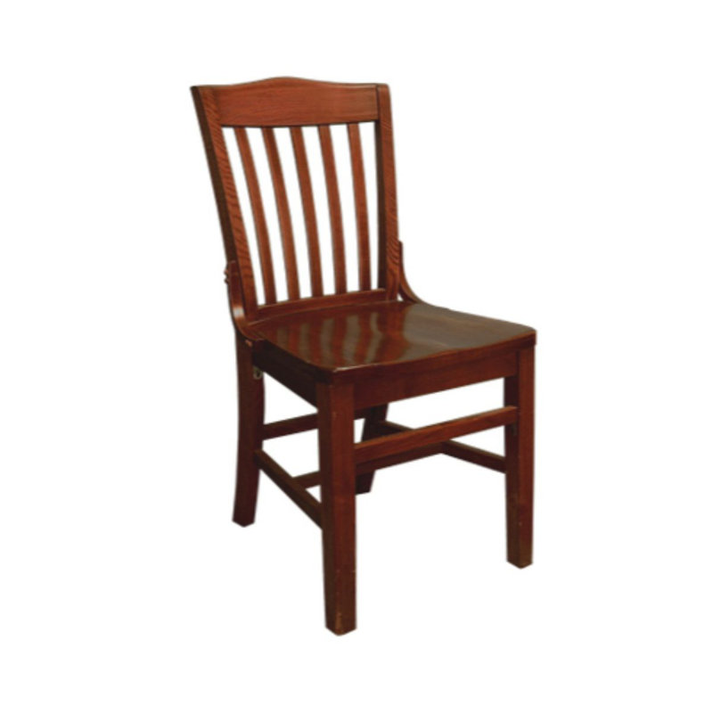 Chaise d'appoint à dossier en lattes de bois massif, Acajou foncé