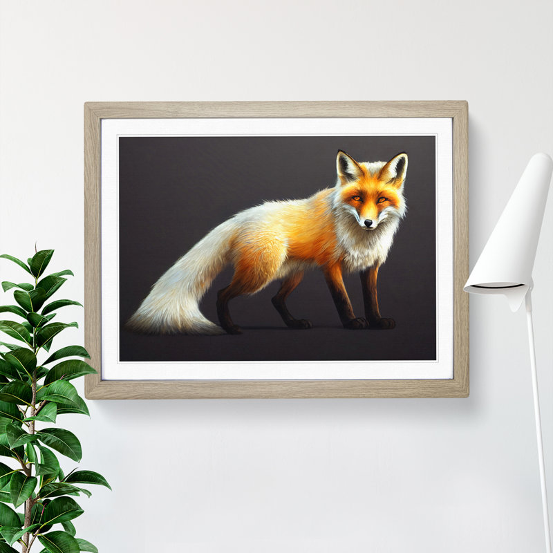 Ingenious Fox - Single Picture Frame Print, 46cm H x 64cm W x 2cm D, Oak