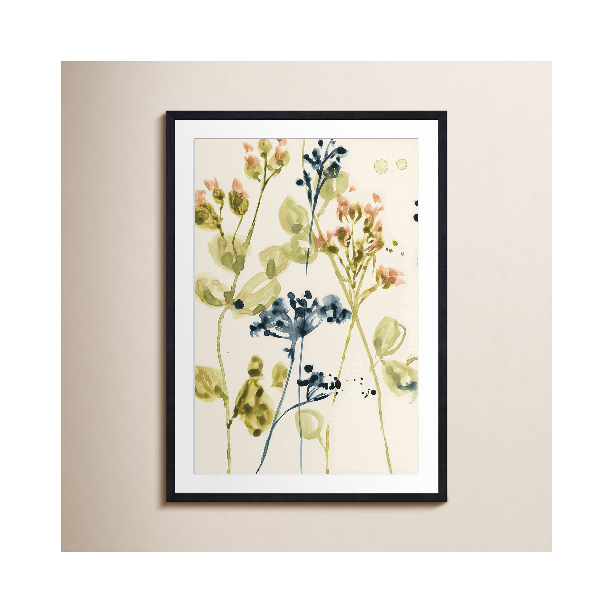 Blush Buds II by Jennifer Goldberger, Black, 32"H x 48"W