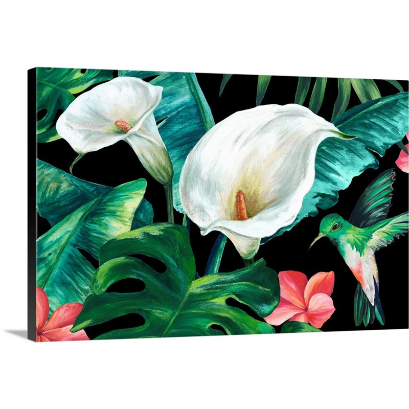 Reproduction d’art sur toile, "Hummingbird Paradise" par Eva watts, Toile tendue, H 12 po x l 18 po x P 1,25 po