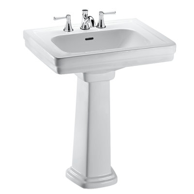Promenade® Vitreous China Rectangular Pedestal Bathroom Sink with Overflow