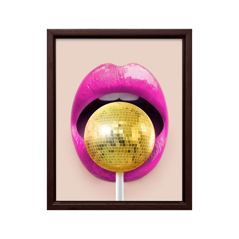 Boule à facettes disco No1, 11"H x 14"W, Canvas, Brown Framed